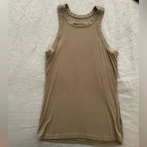 High neck ribbed tank